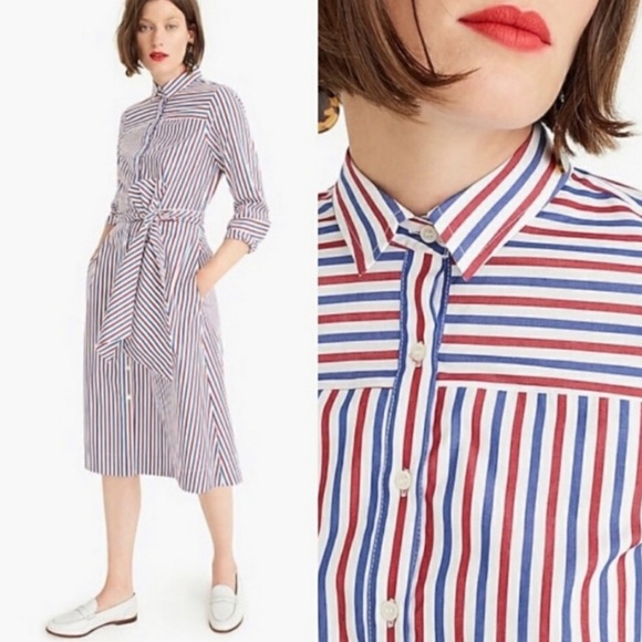 J. Crew Dresses & Skirts - NWT J. Crew Tie-waist shirtdress in stripe